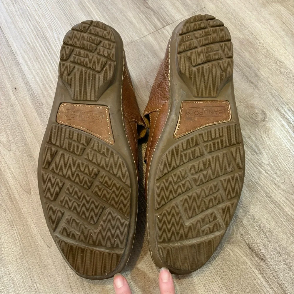 Sandro Comfort Soft Gel Casual Shoes #100035 Brown Leather Mens Size 12 D Sandal